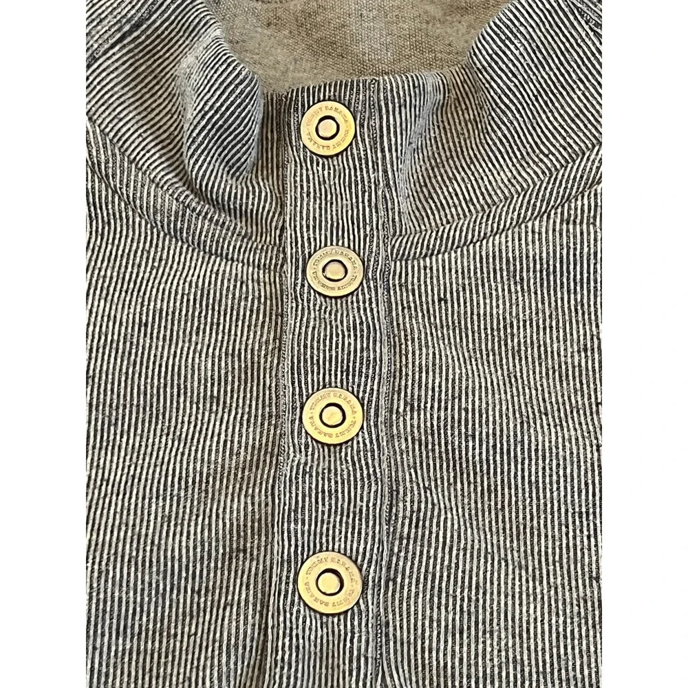 Tommy Bahama Mens XL Grey Ribbed Mock Neck 4-Button Pullover Sweater Marlin Logo